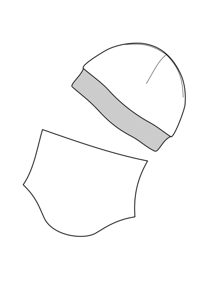 JULAWI Bündchenmütze und Halssocke Papierschnittmuster Skizze Zeichnung